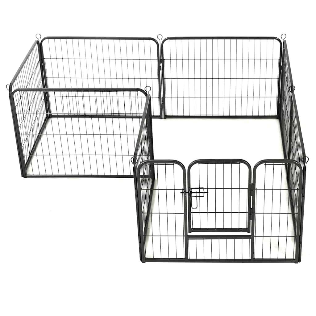 Bidaxl hundkörning med 8 paneler 80x60 cm stål svart