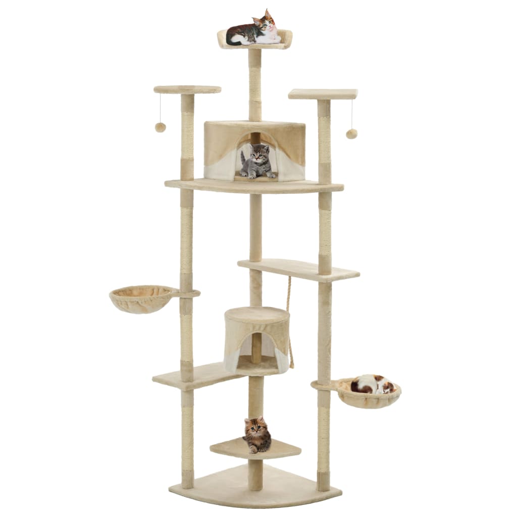 Vidaxl Cat Scraping Post z Sisal Scratosing słupki 203 cm Beige and White