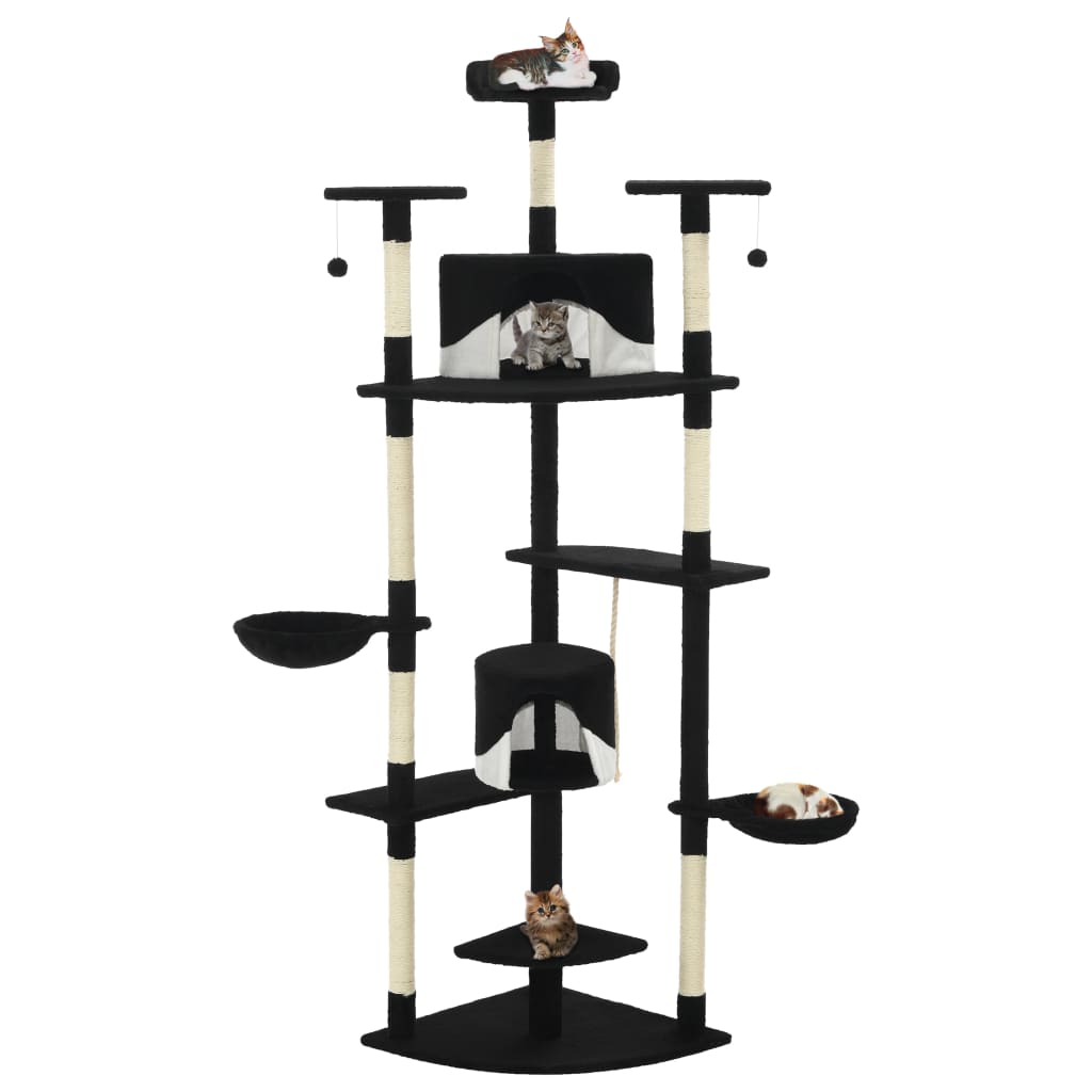 Vidaxl Cat Scratching Post med sisal skrabende stillinger 203 cm sort og hvid