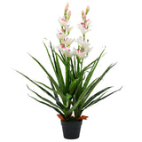 VIDAXL Künstliche Pflanze mit Topf -Cymbidium -Orchidee 100 cm Grün