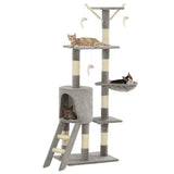 Vidaxl Cat Scracking Post s sisal škrábancovými sloupky 138 cm šedá