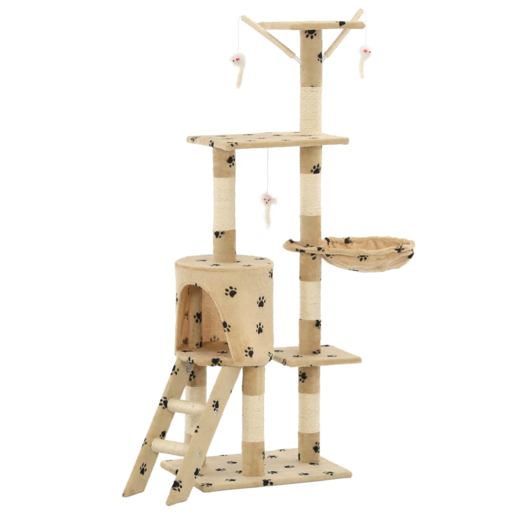 Vidaxl Cat Scrating Post z Sisal Scratosing Post 138 cm puprints Beige