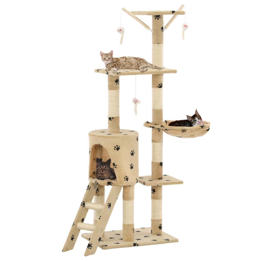 Vidaxl Cat Scrating Post z Sisal Scratosing Post 138 cm puprints Beige