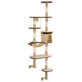 Vidaxl Cat Scratch Post avec des poteaux de grattage montage mural 194 cm brun beige