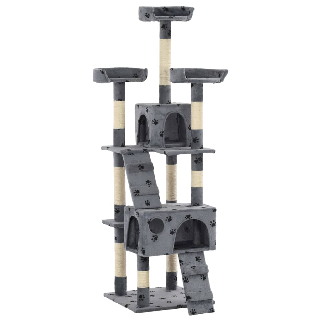Vidaxl Cat Rangeing Post con postes de rascado de sisal 170 cm Pootprints Gray