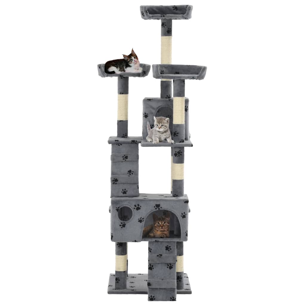 Vidaxl Cat Rangeing Post con postes de rascado de sisal 170 cm Pootprints Gray