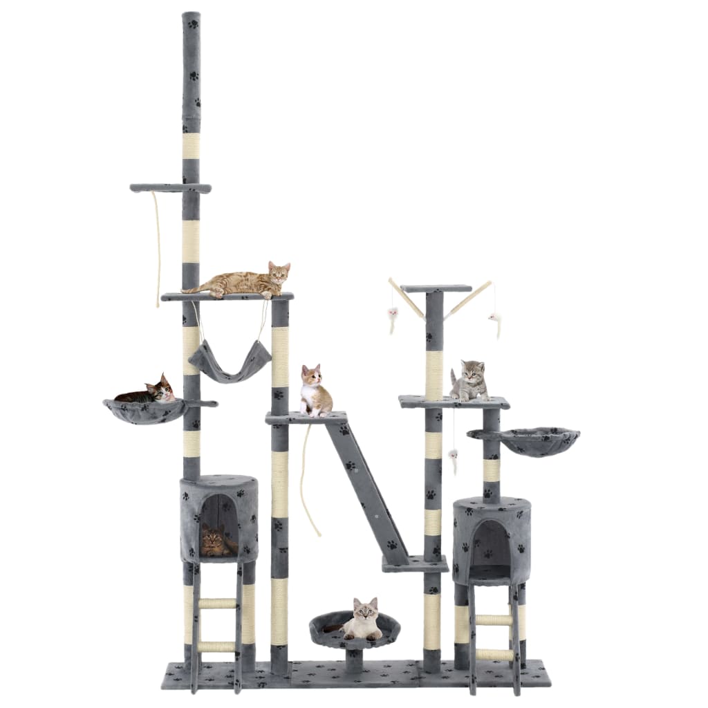 Vidaxl cat pole with sisal scratching posts 230-250 cm Pootprints Gray