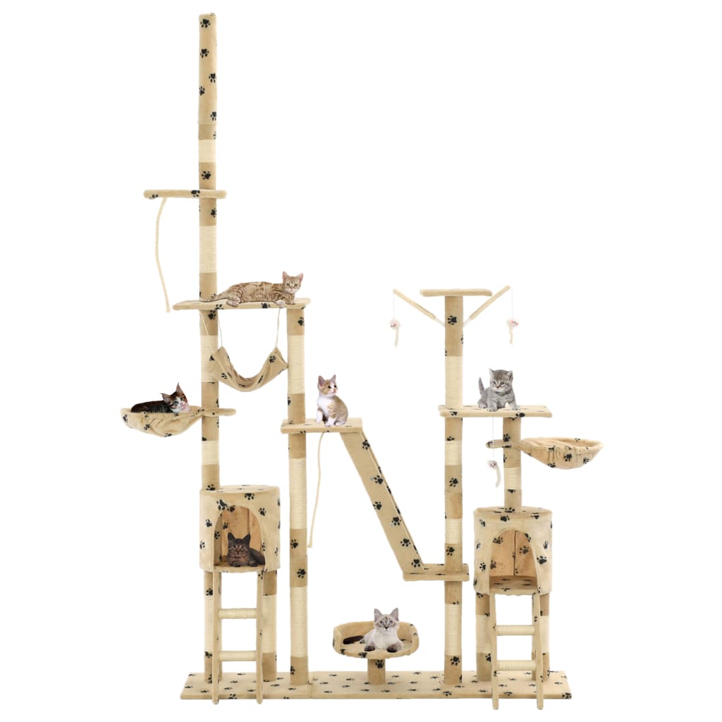 Vidaxl cat pole with sisal scratching posts 230-250 cm Pootprints Beige
