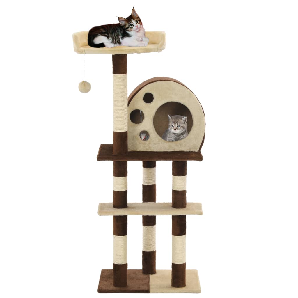 Vidaxl Cat Scratching Post med sisal skrabe stolper 127 cm beige og brun