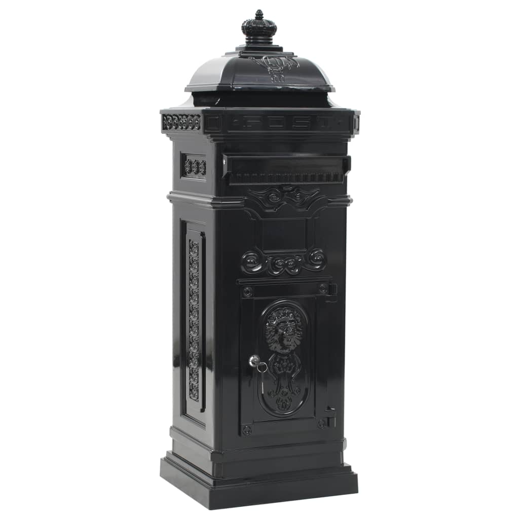 VidaXL pillar mailbox vintage style rust-resistant aluminum black