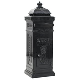VidaXL pillar mailbox vintage style rust-resistant aluminum black
