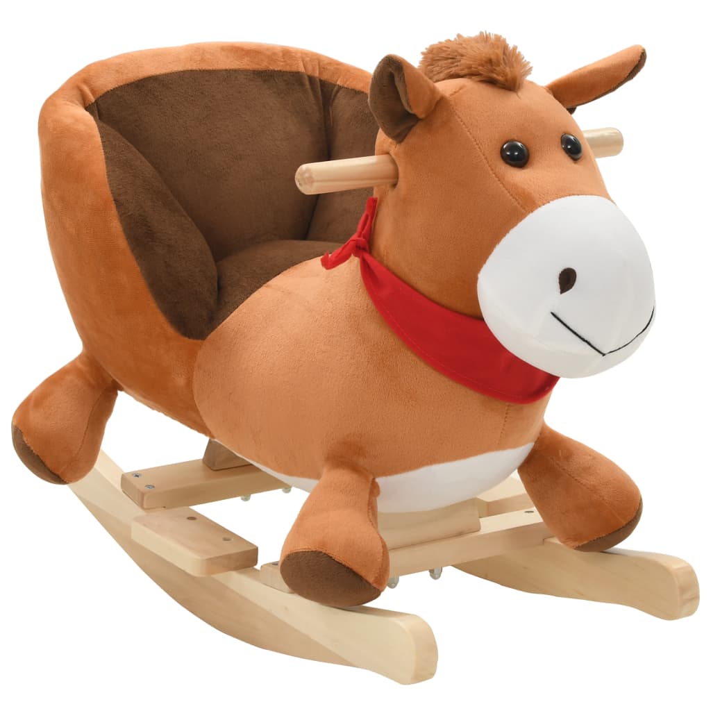 Vidaxl Hobbeldier Horse with backrest 60x32x50 cm Plush Brown