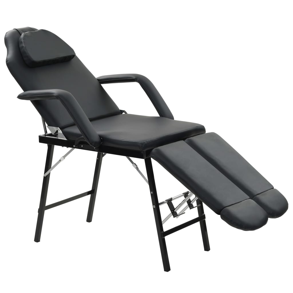Vidaxl Sedia per trattamento facciale portatile 185x78x76 cm in pelle artificiale nera