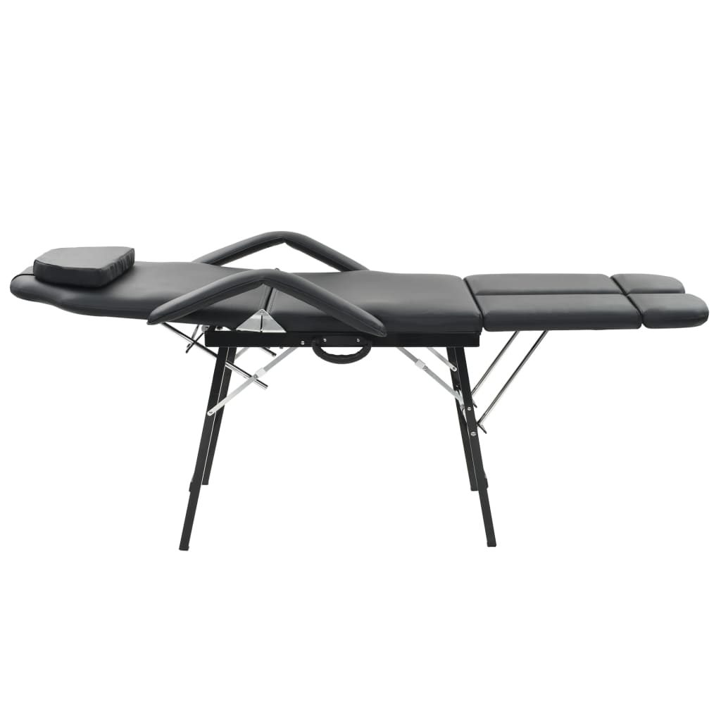 Vidaxl Sedia per trattamento facciale portatile 185x78x76 cm in pelle artificiale nera
