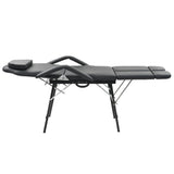 Vidaxl Sedia per trattamento facciale portatile 185x78x76 cm in pelle artificiale nera