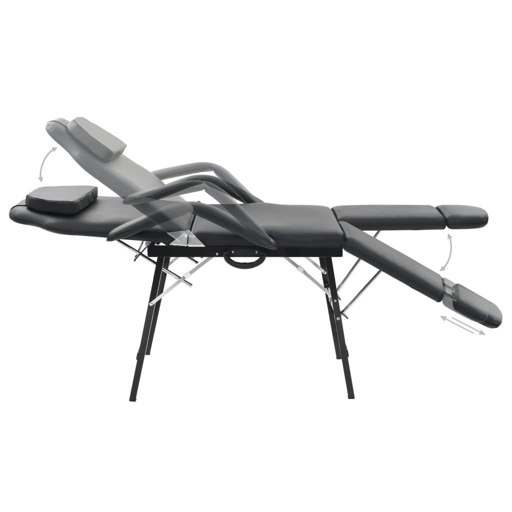 Vidaxl Sedia per trattamento facciale portatile 185x78x76 cm in pelle artificiale nera