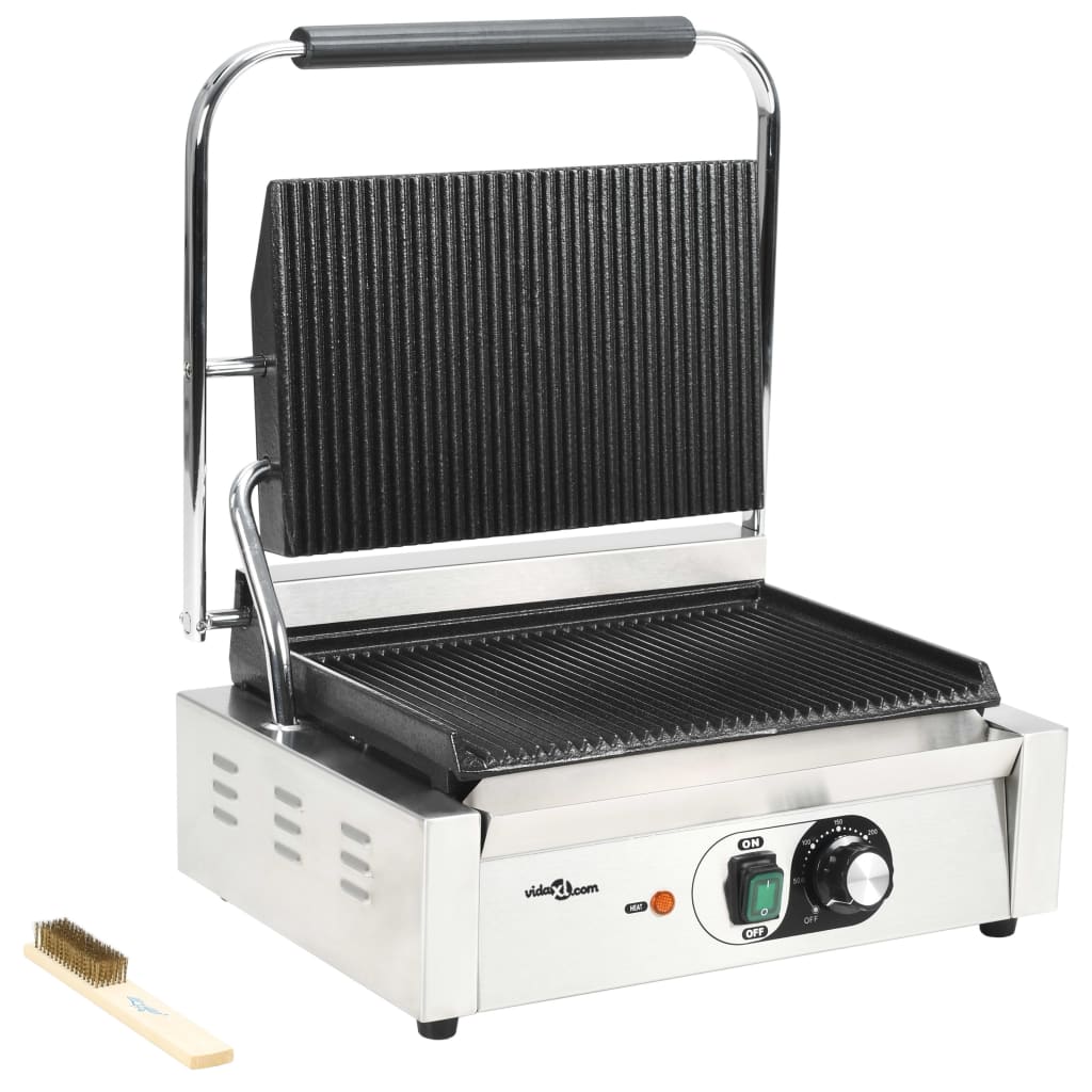 VidaXL Panini Grill grooved 2200 W 43x30.5x20 cm