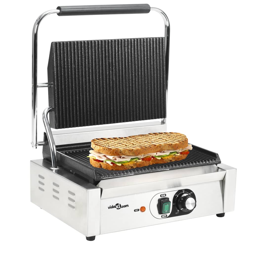 VidaXL Panini Grill grooved 2200 W 43x30.5x20 cm