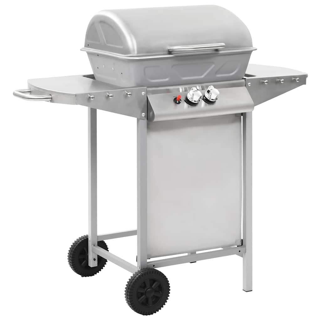 Vidaxl Gas Barbecue and Grill with 2 Cooking Zones Stainless Steel Silver