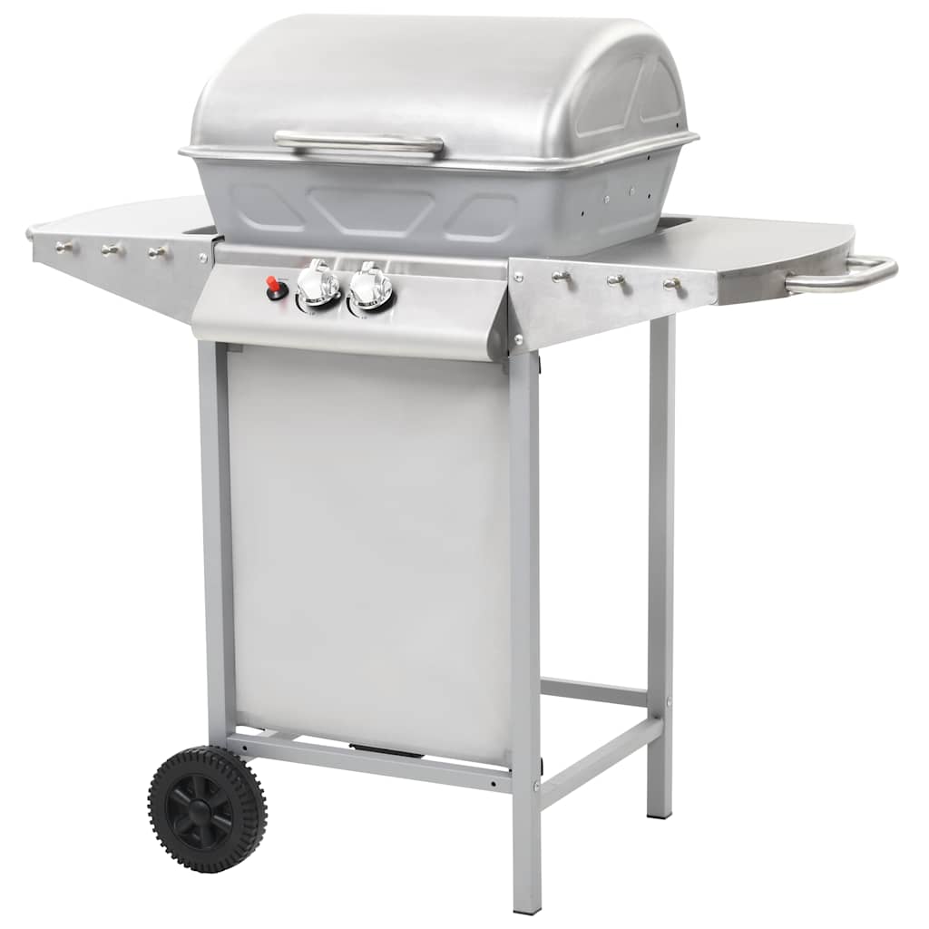 Vidaxl Gas Barbecue and Grill with 2 Cooking Zones Stainless Steel Silver