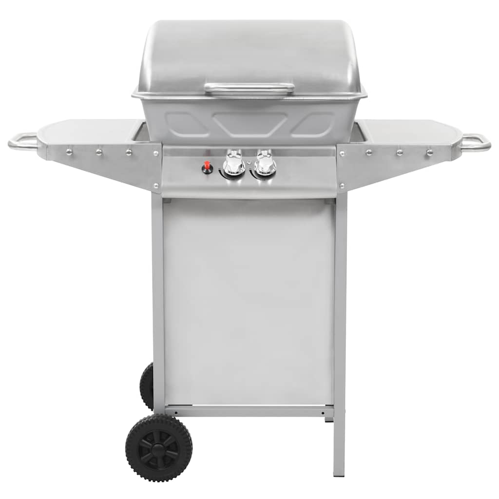Vidaxl Gas Barbecue and Grill with 2 Cooking Zones Stainless Steel Silver
