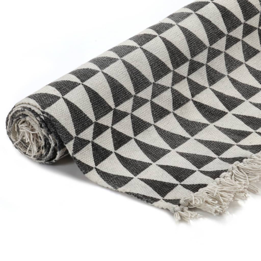 Vidaxl Kelim rug with pattern 120x180 cm cotton black and white