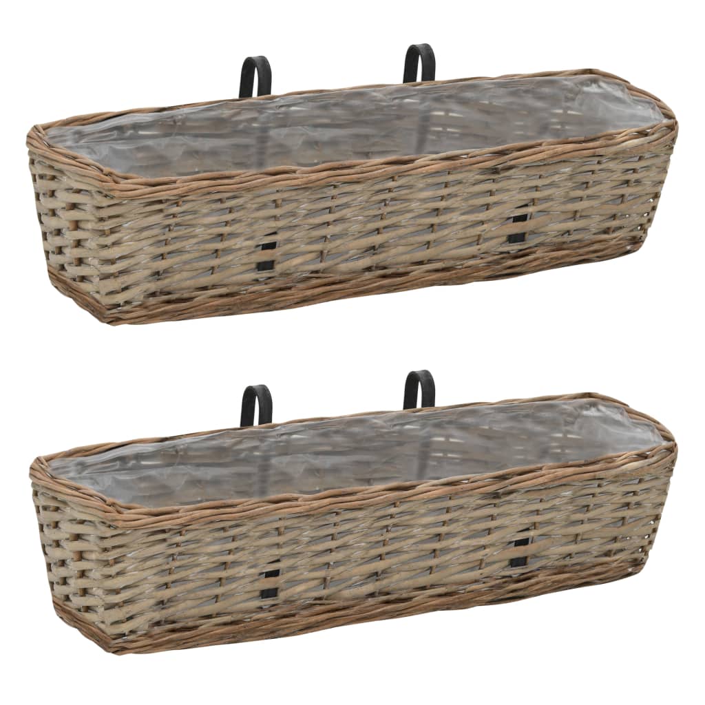 VidaXL Balcony bins 2 pcs 60 cm Wicker with PE lining