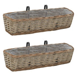 VidaXL Balcony bins 2 pcs 60 cm Wicker with PE lining