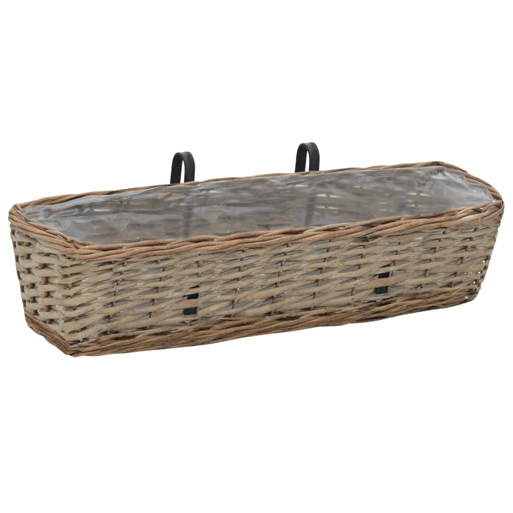 VidaXL Balcony bins 2 pcs 60 cm Wicker with PE lining