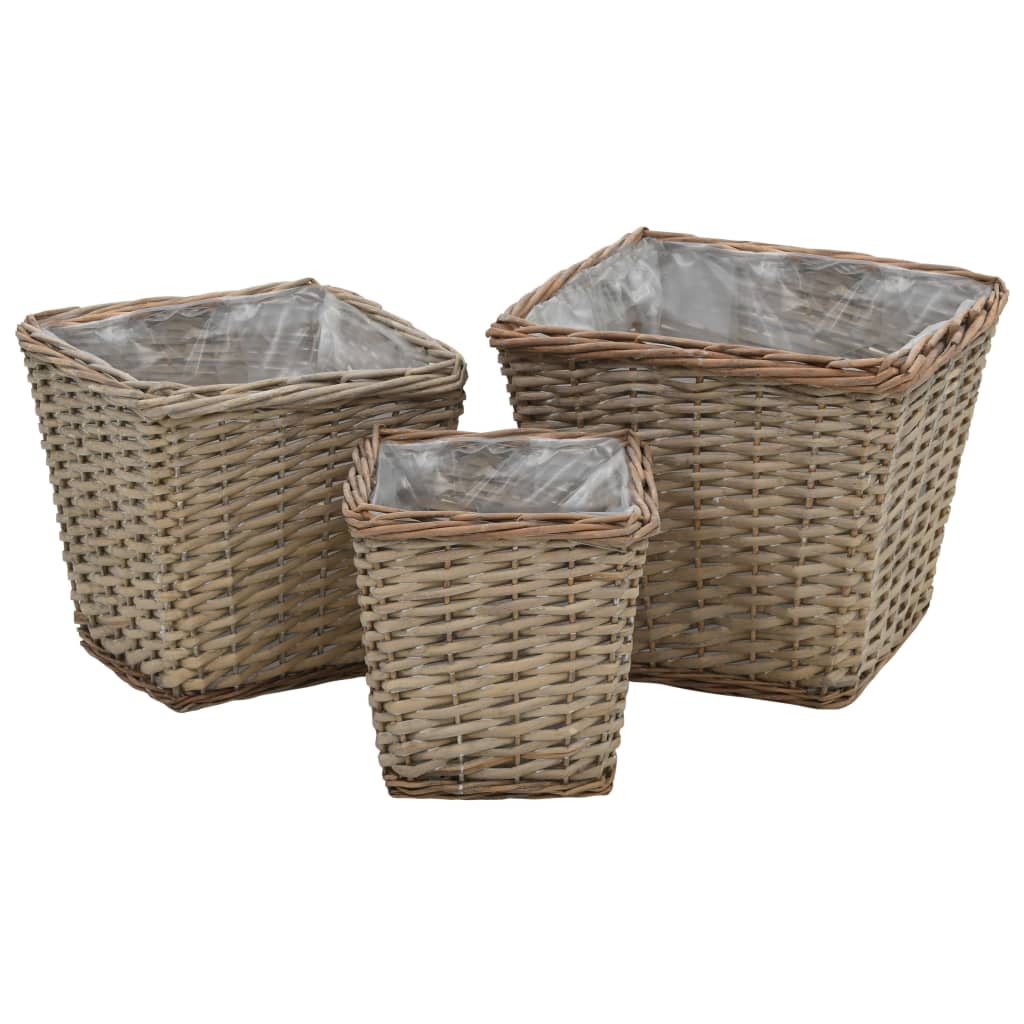 Le fioriere Vidaxl hanno allevato 3 St Wicker con rivestimento PE