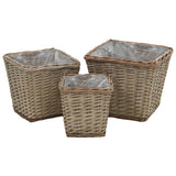 Le fioriere Vidaxl hanno allevato 3 St Wicker con rivestimento PE