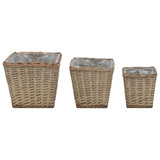Le fioriere Vidaxl hanno allevato 3 St Wicker con rivestimento PE