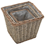 Le fioriere Vidaxl hanno allevato 3 St Wicker con rivestimento PE