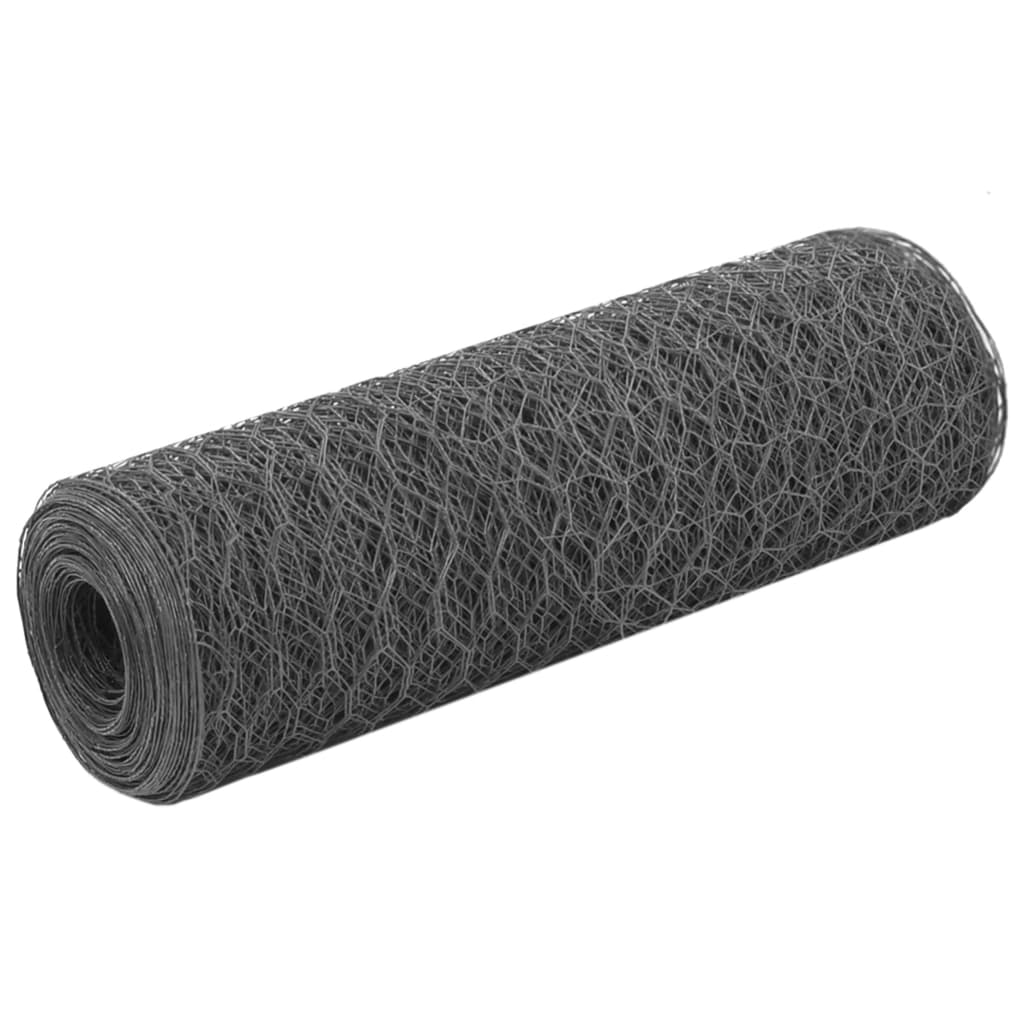 Piščančja žica Vidaxl 25x0,5 m jeklo s PVC prevleko sivo
