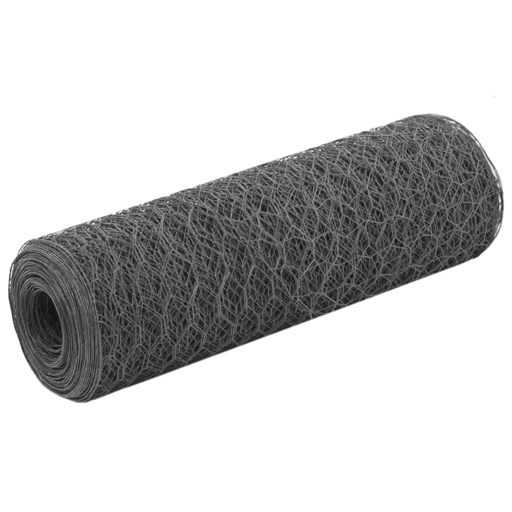 Piščančja žica Vidaxl 25x0,5 m jeklo s PVC prevleko sivo