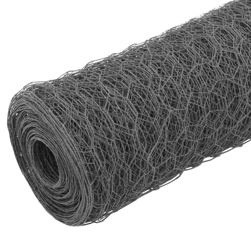 Piščančja žica Vidaxl 25x0,5 m jeklo s PVC prevleko sivo