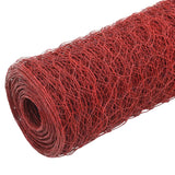 Piščančja žica Vidaxl 25x0,5 m jeklo s PVC prevleko rdeče barve