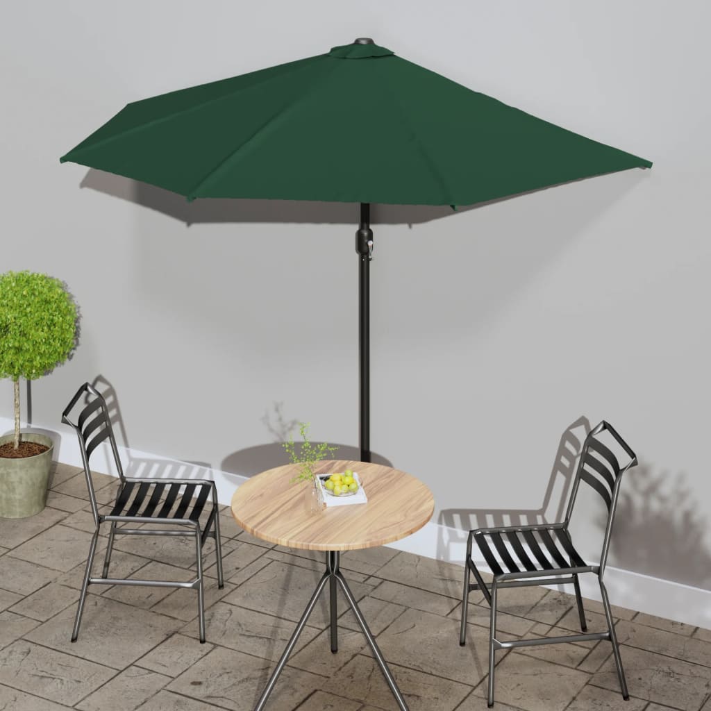 Vidaxl Balcony parasol half with aluminum pole 270x144 cm green