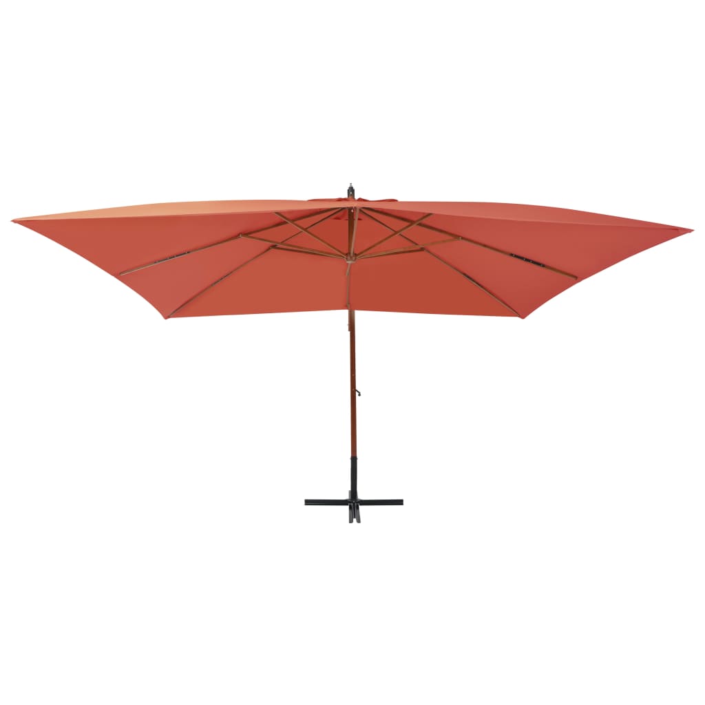 Vidaxl Floating Parasol z drewnianym słupem 400x300 cm Terracotta -Colored
