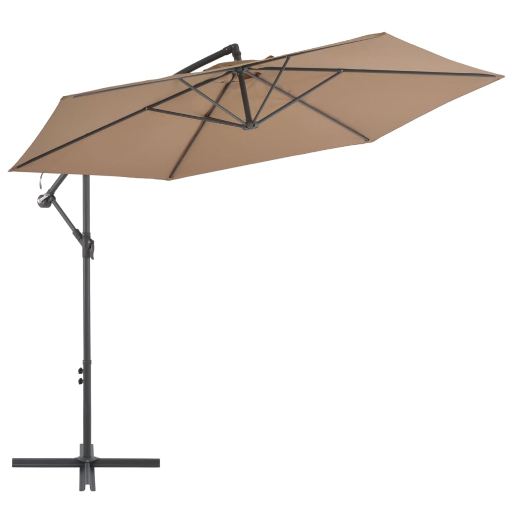 Vidaxl Parasol flottant avec poteau en aluminium 300 cm taupe