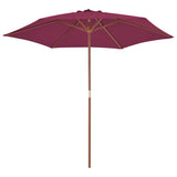 Vidaxl -parasol med trepol 270 cm Bordeaux rød