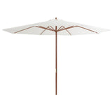 Vidaxl parasol s dřevěným pólem 350 cm písek bílý
