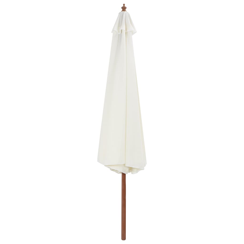 Vidaxl parasol s dřevěným pólem 350 cm písek bílý