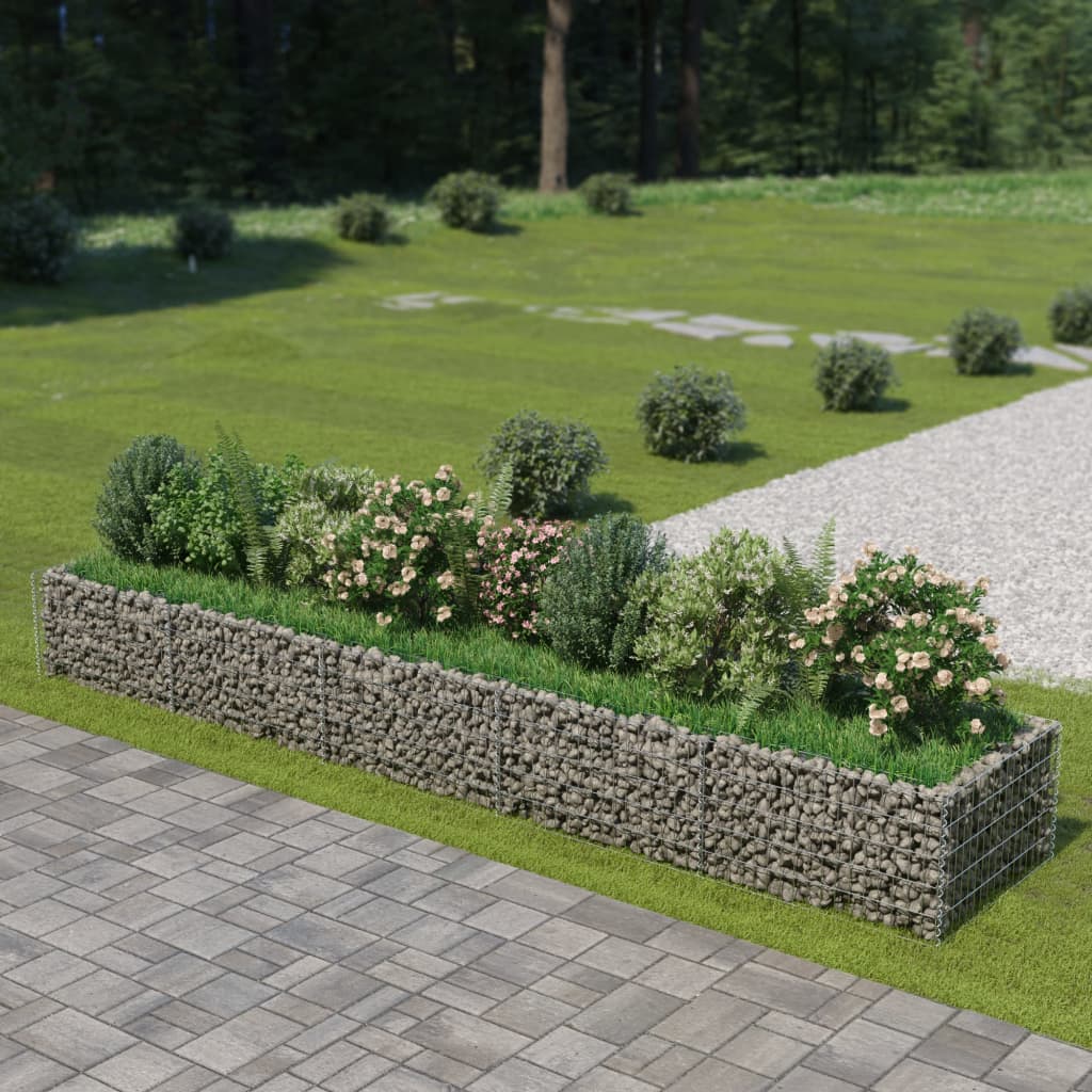 Vidaxl Gabion Pflanzer 450 x 90 x 50 cm verzinkter Stahl angehoben