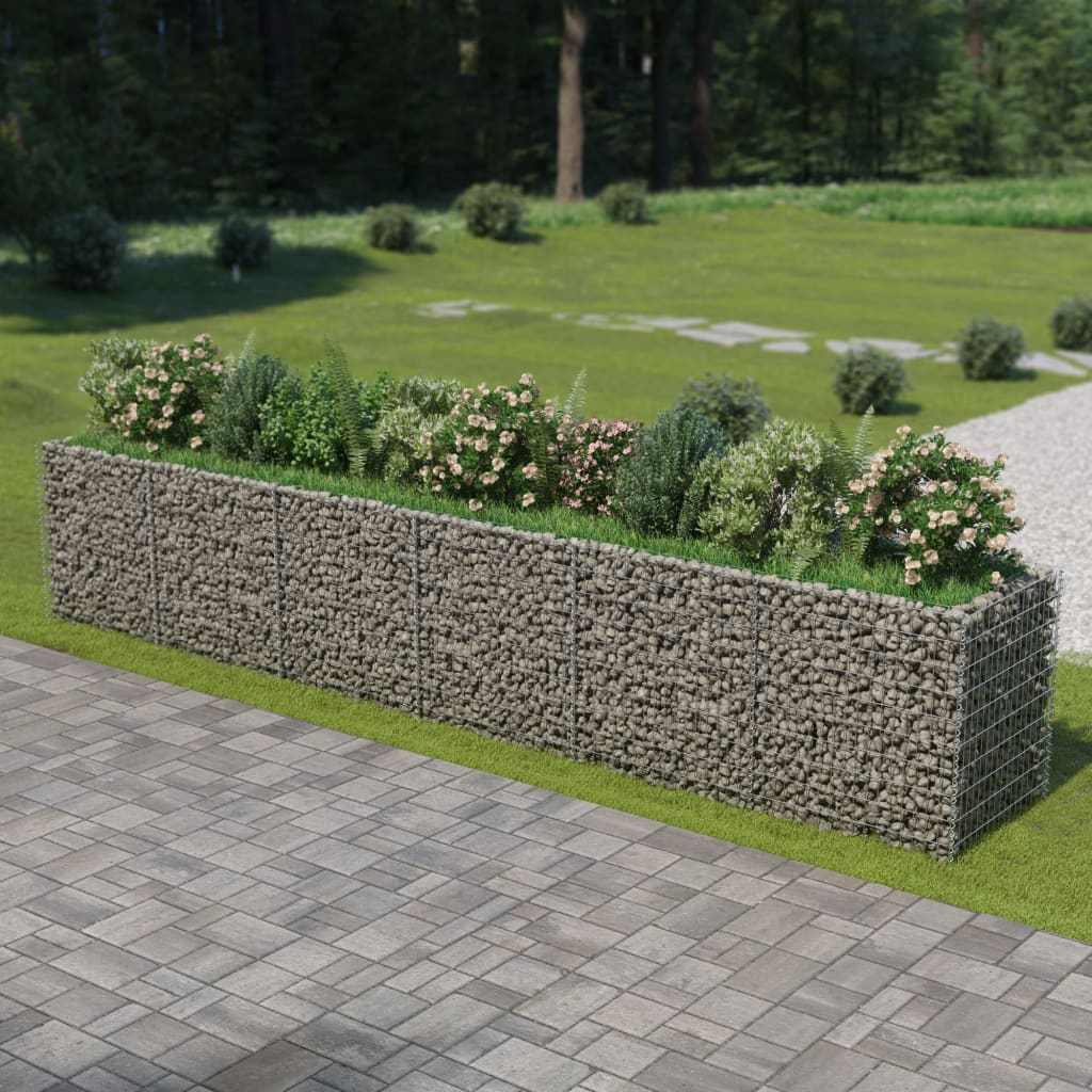 VidaXL Raised Gabion Planter 540x90x100 cm Galvanized Steel