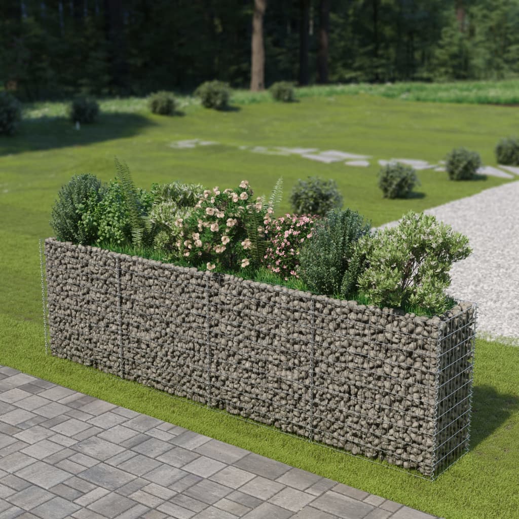 VidaXL Raised Gabion Planter 360x50x100 cm Galvanized Steel