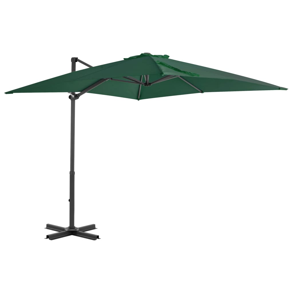Vidaxl Cantilever Parasol with Aluminum Pole 250x250 cm Green