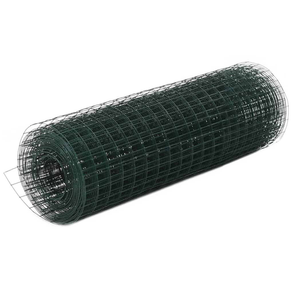 Vidaxl kyllingetråd 10x0,5 m stål med PVC -belægning grøn