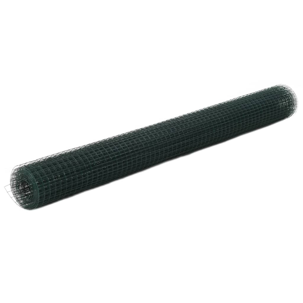 Vidaxl Poulet Wire 10x1.5 m Stol mat PVC Cover Green