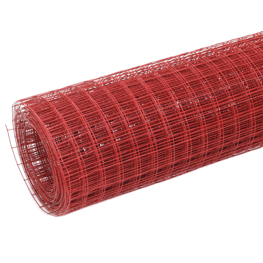 Vidaxl chicken wire 10x0.5 m steel with PVC coating red